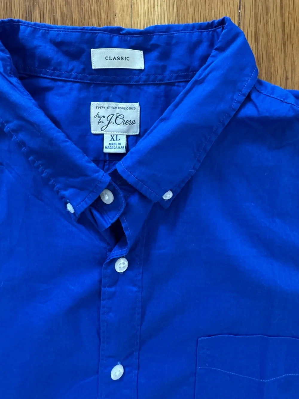J.Crew Blue Short Sleeve Button Down XL Classic Fit Lightweight Summer Shirt